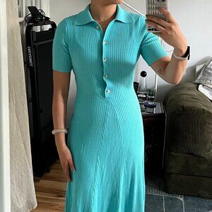 Anthropologie light blue ribbed knit sweater dress
